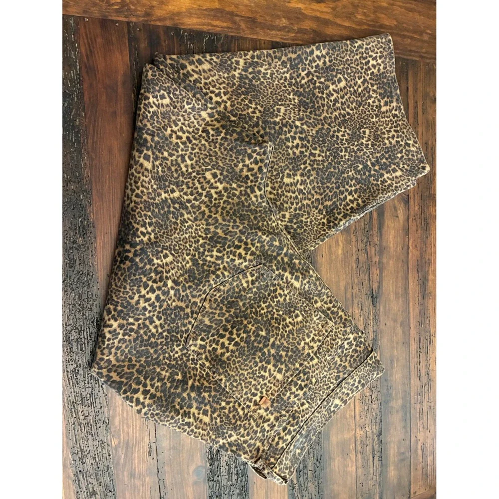 Leopard Barrel Jeans Animal Print Casual Festival Bold Chic Retro Glam Western - Picture 3 of 4